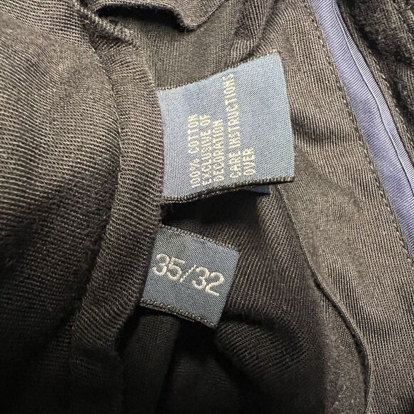 Polo Ralph Lauren Pants Men 35x32 (Actual 34x30.5) Black Flat Front Pony Cotton - Picture 3 of 11